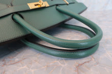 将图片加载到图库查看器，HERMES BIRKIN 40 Ardennes leather Green 〇Y刻印 Hand bag 600080116
