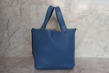 Load image into Gallery viewer, HERMES PICOTIN LOCK MM Clemence leather Blue thalassa X Engraving Hand bag 700120035

