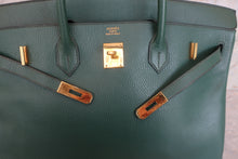 将图片加载到图库查看器，HERMES BIRKIN 40 Ardennes leather Green 〇Y刻印 Hand bag 600080116
