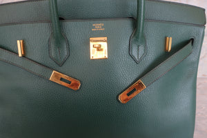 HERMES BIRKIN 40 Ardennes leather Green 〇Y Engraving Hand bag 600080116