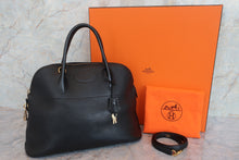 Load image into Gallery viewer, HERMES BOLIDE 35 Fjord leather Black 〇W Engraving Shoulder bag 600080078
