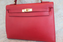 将图片加载到图库查看器，HERMES KELLY 32 Graine Couchevel leather Rouge vif 〇U刻印 Shoulder bag 600060195
