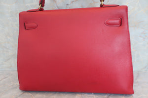 HERMES KELLY 32 Graine Couchevel leather Rouge vif 〇U刻印 Shoulder bag 600060195