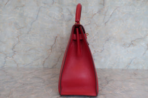 HERMES KELLY 32 Graine Couchevel leather Rouge vif 〇U Engraving Shoulder bag 600060195