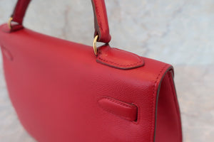 HERMES KELLY 32 Graine Couchevel leather Rouge vif 〇U Engraving Shoulder bag 600060195