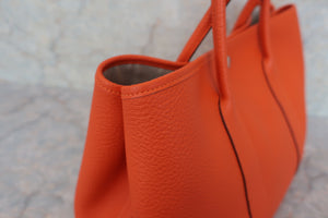 HERMES GARDEN PARTY PM Steeple Country leather Orange poppy T Engraving Tote bag 600040141