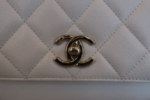 CHANEL Matelasse 2WAY chain bag Caviar skin White/Gold hadware Shoulder bag 600090124