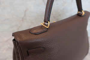 HERMES KELLY 35 Clemence leather Chocolat □L Engraving Shoulder bag 600050002