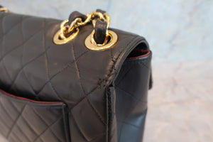 CHANEL/シャネル 中マトラッセシングルフラップチェーンショルダーバッグ ラムスキン ブラック/ゴールド金具 ショルダーバッグ 700070039