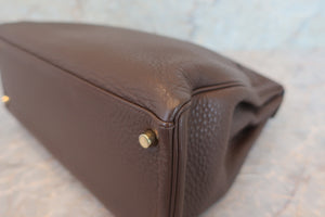 HERMES KELLY 35 Clemence leather Chocolat □L Engraving Shoulder bag 600050002
