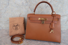 将图片加载到图库查看器，HERMES KELLY 28 Graine Couchevel leather Gold 〇Y刻印 Shoulder bag 600080083
