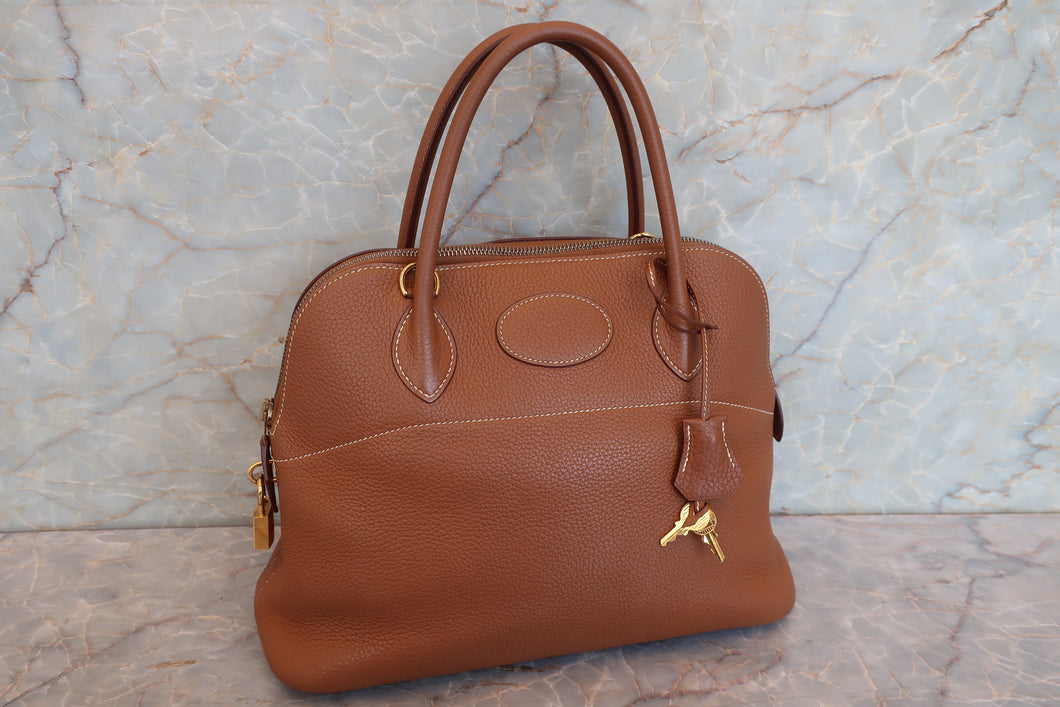 HERMES／BOLIDE 31 Clemence leather Gold □O Engraving Hand bag 700090120