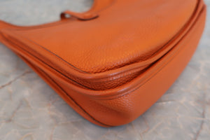 HERMES EVELYNE 2PM Clemence leather Orange □H Engraving Shoulder bag 600040172