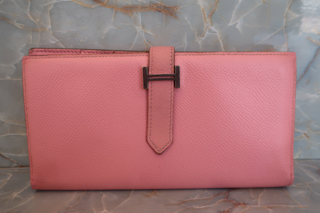 HERMES／エルメス ベアンスフレ ヴォーエプソン ローズコンフェッティ T刻印 財布 700060153
