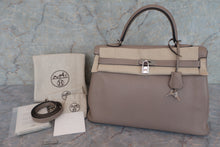 将图片加载到图库查看器，HERMES KELLY 35 Clemence leather Gris tourterelle □N刻印 Shoulder bag 600080134
