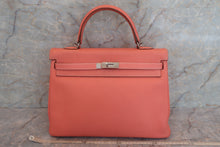 将图片加载到图库查看器，HERMES KELLY 35 Clemence leather Crevette □Q刻印 Shoulder bag 600090190
