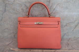 HERMES KELLY 35 Clemence leather Crevette □Q刻印 Shoulder bag 600090190