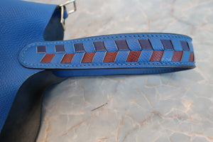 HERMES PICOTIN LOCK PM Tressage Epsom leather Blue zellige/Blue encre/Rouge H C Engraving Hand bag 700090139