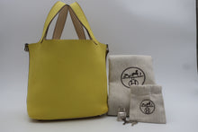 Load image into Gallery viewer, HERMES PICOTIN LOCK CASAQUE PM Clemence leather Lime/Nata Y Engraving Hand bag 800090200
