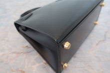Load image into Gallery viewer, HERMES MINI KELLY 20 Box carf leather Black □A Engraving Shoulder bag 800060207
