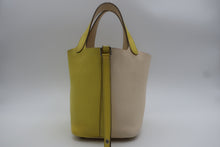 Load image into Gallery viewer, HERMES PICOTIN LOCK CASAQUE PM Clemence leather Lime/Nata Y Engraving Hand bag 800090200
