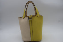 Load image into Gallery viewer, HERMES PICOTIN LOCK CASAQUE PM Clemence leather Lime/Nata Y Engraving Hand bag 800090200
