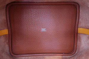 HERMES PICOTIN LOCK TOUCH MM Clemence leather/Swift leather Cuivre/Jaune d'or X Engraving Hand bag 700090134