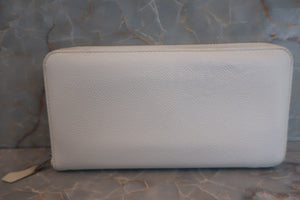 HERMES Azapp Long Silkin Epsom leather/Silk White □M刻印 Wallet 500110097