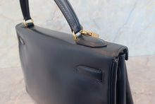 将图片加载到图库查看器，HERMES KELLY 32 Box carf leather Navy ○W刻印 Shoulder bag 700100146
