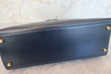 将图片加载到图库查看器，HERMES KELLY 32 Box carf leather Navy ○W刻印 Shoulder bag 700100146
