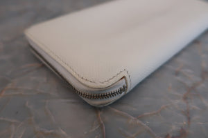 HERMES Azapp Long Silkin Epsom leather/Silk White □M刻印 Wallet 500110097