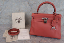 将图片加载到图库查看器，HERMES KELLY 25 Swift leather Rosy □L刻印 Shoulder bag 600080125
