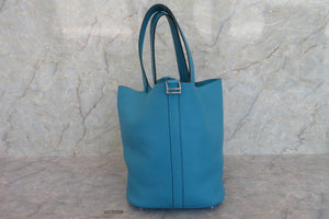 HERMES／エルメス ピコタンロックGM トリヨンクレマンス ターコイズ □R刻印 ハンドバッグ 700040040
