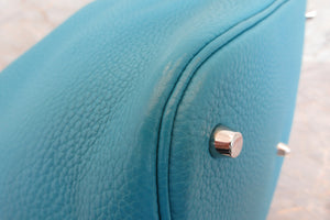 HERMES／エルメス ピコタンロックGM トリヨンクレマンス ターコイズ □R刻印 ハンドバッグ 700040040