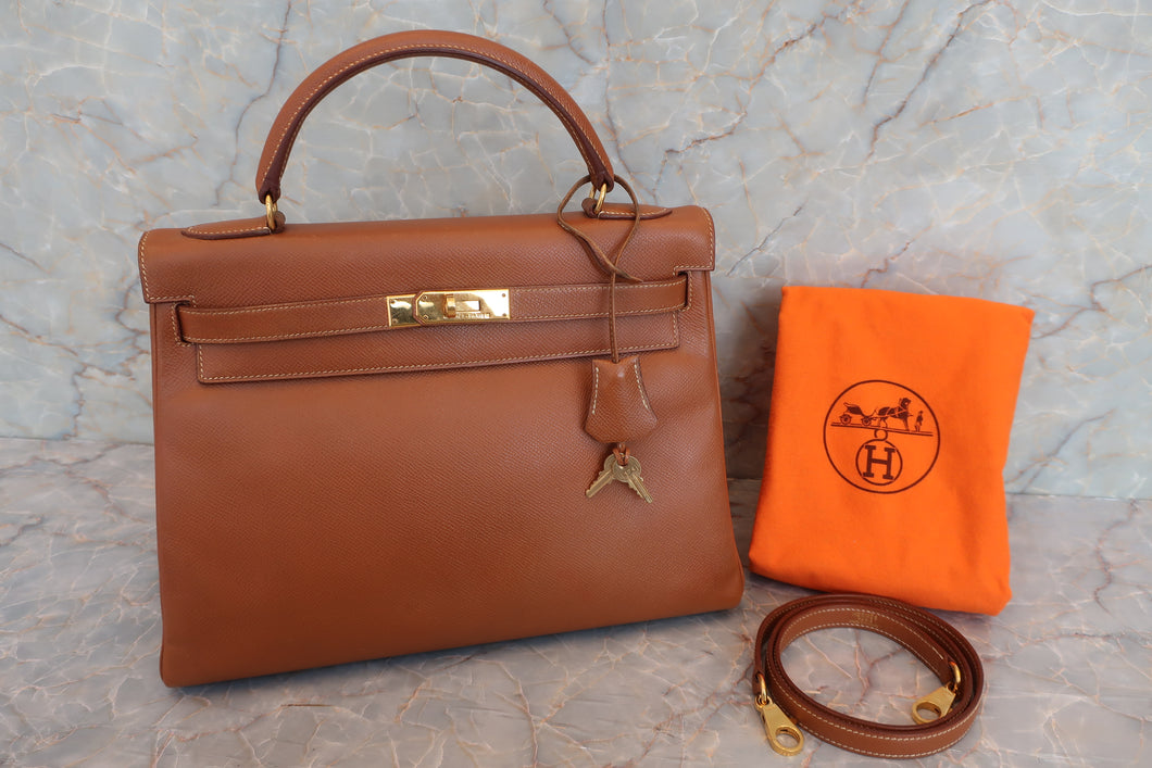 HERMES KELLY 32 Graine Couchevel leather Gold □A刻印 Shoulder bag 600090185