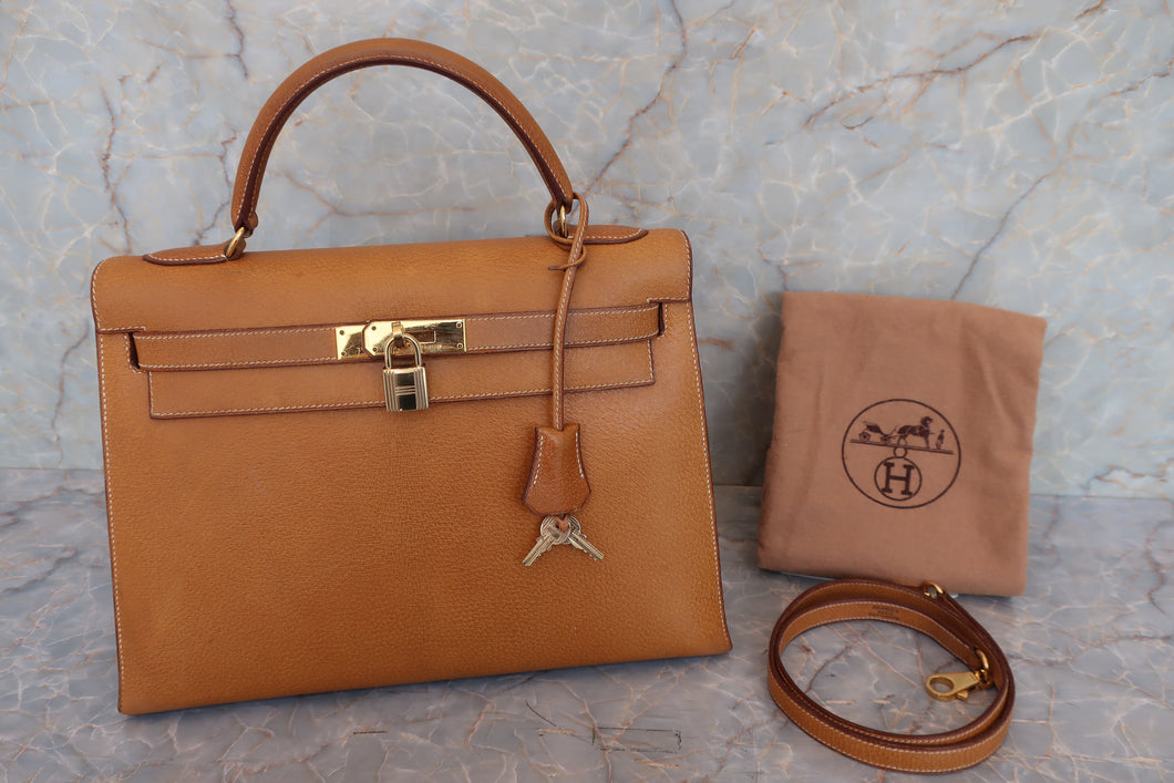 HERMES／エルメス ケリー32 ピグスキン ナチュラル 〇W刻印 ショルダーバッグ 700050194
