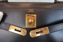 将图片加载到图库查看器，HERMES KELLY 32 Box carf leather Black ○W刻印 Shoulder bag 800080014
