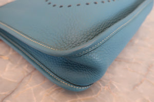 HERMES／エルメス エブリン1PM トリヨンクレマンス ブルージーン □I刻印 ショルダーバッグ 700030038