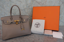 将图片加载到图库查看器，HERMES BIRKIN 30 Clemence leather Gris tourterelle □K刻印 Hand bag 800080062
