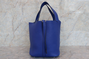 HERMES／エルメス ピコタンロックＭＭ トリヨンクレマンス ブルーエレクトリック A刻印 ハンドバッグ 700020101