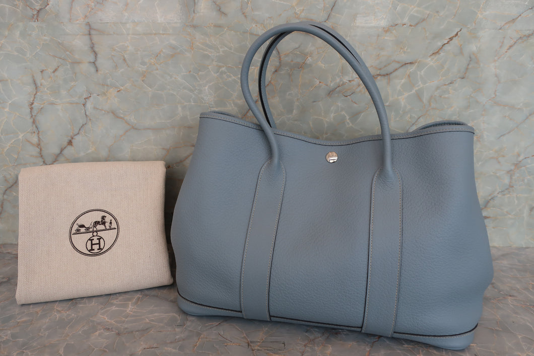 HERMES／エルメス ガーデンパーティPM ネゴンダ ブルーリン トートバッグ □Q刻印 トートバッグ 700080070