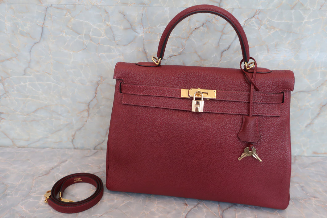 HERMES KELLY 35 Togo leather Rouge H □E刻印 Shoulder bag 600080122