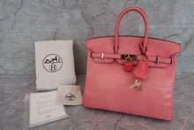 Load image into Gallery viewer, HERMES BIRKIN 25 Lizard Bougainvillier A Engraving Hand bag 600080137
