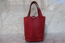 将图片加载到图库查看器，HERMES PICOTIN LOCK PM Clemence leather Rouge garance Hand bag 700100196
