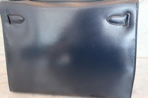 HERMES／エルメス ケリー28 ボックスカーフ ネイビー 〇J刻印 ショルダーバッグ 700090117