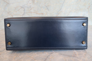 HERMES／エルメス ケリー28 ボックスカーフ ネイビー 〇J刻印 ショルダーバッグ 700090117