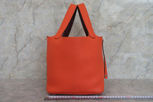 HERMES／エルメス ピコタンロックエクラＭＭ トリヨンクレマンス/ヴォースイフト オレンジポピー/ボルドー A刻印 ハンドバッグ 700060090