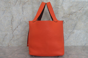 HERMES／エルメス ピコタンロックエクラＭＭ トリヨンクレマンス/ヴォースイフト オレンジポピー/ボルドー A刻印 ハンドバッグ 700060090