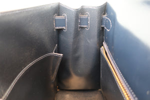 HERMES／エルメス ケリー28 ボックスカーフ ネイビー 〇J刻印 ショルダーバッグ 700090117