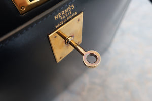 HERMES／エルメス ケリー28 ボックスカーフ ネイビー 〇J刻印 ショルダーバッグ 700090117